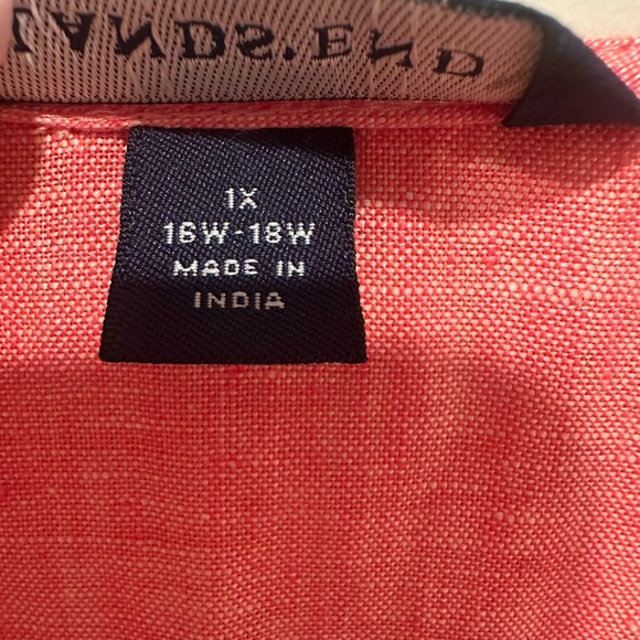 Land's End 100% Linen Coral Tunic Top Embellished Coastal Relaxed Resort Size 1X - Picture 4 of 10